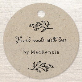 Hand Made With Love Personalized Brown Price Tag Geschenkanhänger
