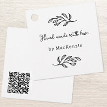Hand Made With Love QR Code Botanical Price Tag