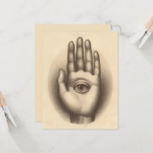 Hand mit Augenchirurgischer Antike Illustration Karte (Vorderseite/Rückseite Beispiel)