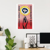 Hand mit Blumen haltende Friedenstaube - Matchbox- Poster (Heimbüro)
