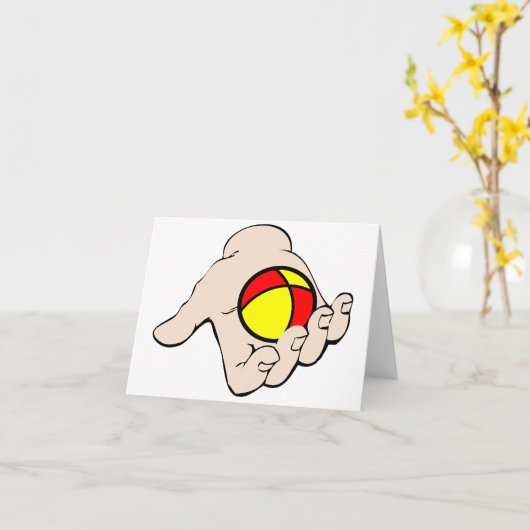 Hand mit den knallharten Mitteilungskarten (Gelbe Blume)