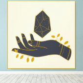 Hand mit Heilkristall Leinwanddruck (Insitu (Holzboden))