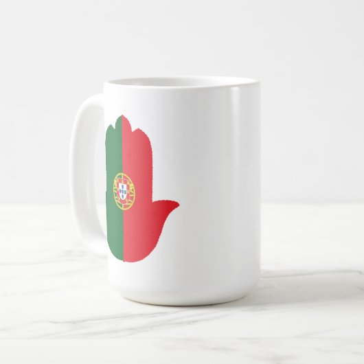 HAND mit portugiesischer Flagge Kaffeetasse (Vorderseite Links)