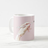 Hand mit Stift: Notiz an mich selbst Kaffeetasse (Vorderseite Links)