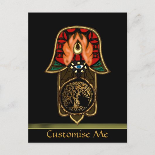 Hand of Hamsa feat: Tree of Life Postkarte (Vorderseite)