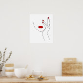 Hand On Woman's Face Line Art Poster (Küche)