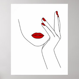 Hand On Woman's Face Line Art Poster