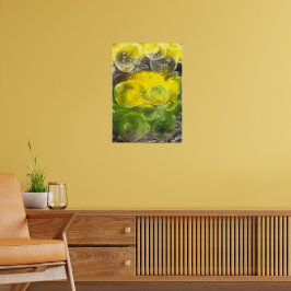 Hand Painted Abstract Art Yellow and Green Poster