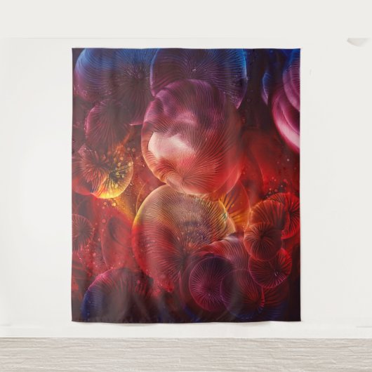 Hand Painted Abstract Fantasy Painting Wandteppich (Vorderseite)