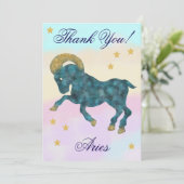 Hand-Painted Aries Birthday Thank You Dankeskarte (Stehend Vorderseite)