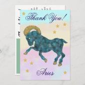 Hand-Painted Aries Birthday Thank You Dankeskarte (Vorne/Hinten)