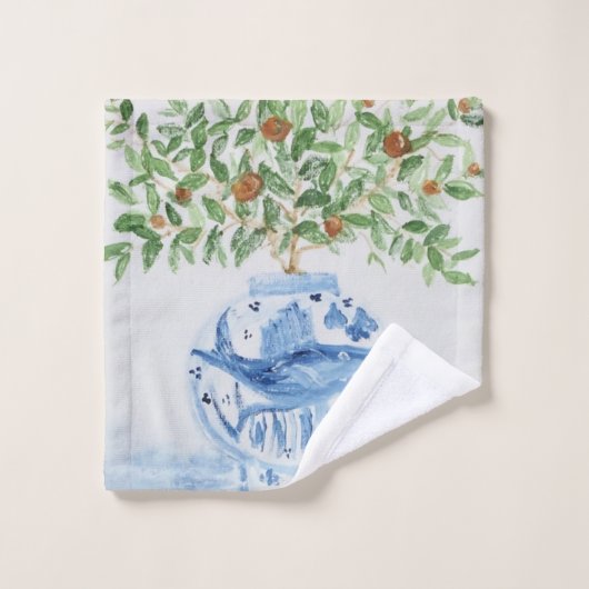 Hand Painted Blue and White Ginger Jar Badhandtuch Set (Waschlappen)