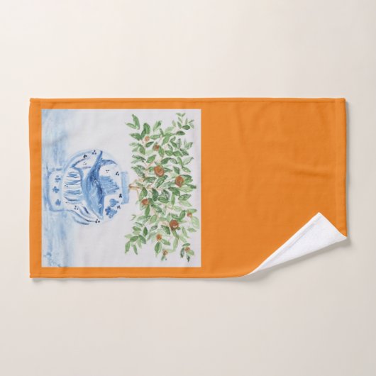 Hand Painted Blue and White Ginger Jar Badhandtuch Set (Handtuch)