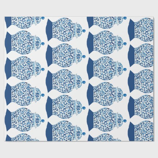 Hand Painted Blue and White Ginger Jar Geschenkpapier (Flach)