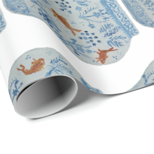 Hand Painted Blue and White Ginger Jar Geschenkpapier (Rolleneckpunkt)