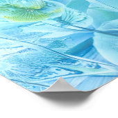 Hand Painted Blue Green Flower Design Poster (Ecke)