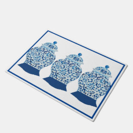 Hand Painted Blue White Ginger Jar Rug Doormat Fußmatte