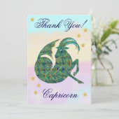 Hand-Painted Capricorn Birthday Thank You Dankeskarte (Stehend Vorderseite)