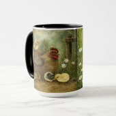 Hand-Painted Chicken & Chicks and Rooster Mug Tasse (Vorderseite Links)