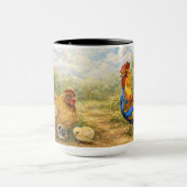 Hand-Painted Chicken & Chicks and Rooster Mug Tasse (Zentrum)