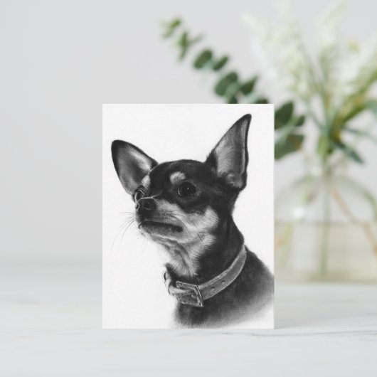 Hand Painted Chihuahua Head Study Postkarte (Stehend Vorderseite)