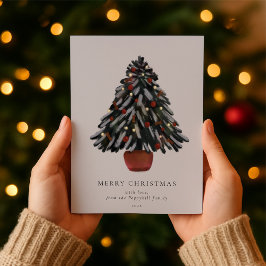 Hand-Painted Christmas Tree Family Greeting Feiertagskarte