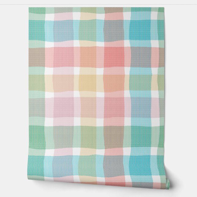 Hand painted Classic pastel checks Tapete (Abrollen)
