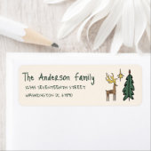 Hand Painted Cream Christmas Tree Reindeer Address (Insitu)