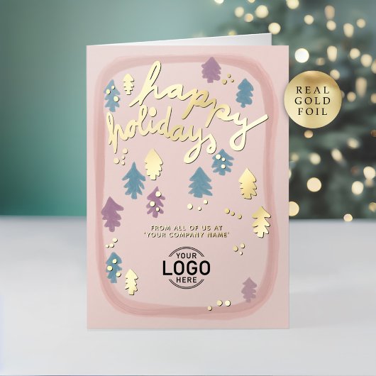 Hand Painted Cute Blush Pink Pine Trees Business