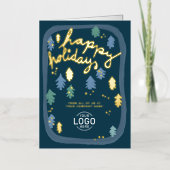 Hand Painted Cute Navy Blue Pine Trees Business (Vorderseite)