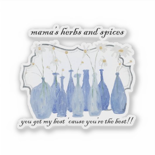 Hand Painted Daisy Rosemary Jar Bottle Aufkleber (Vorderseite)