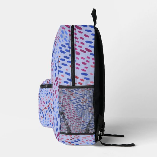 Hand Painted Dots Blue Periwinkle Bedruckter Rucksack (Rechts)
