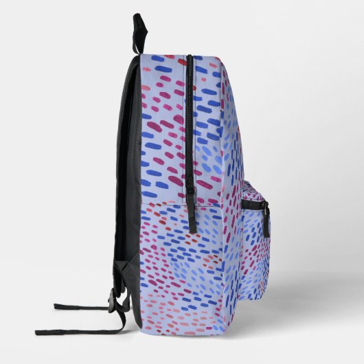 Hand Painted Dots Blue Periwinkle Bedruckter Rucksack (Links)