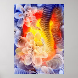 Hand Painted Fantasy Floral Art Glowing Abstract Poster