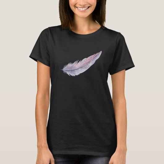 Hand-Painted Feather T-Shirt Design Bird Feather T (Vorderseite)