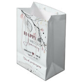 Hand Painted Floral Wedding Jubiläum Danke Mittlere Geschenktüte (Vorderseite Schrägansicht)