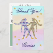 Hand-Painted Gemini Birthday Thank You Dankeskarte (Vorne/Hinten)