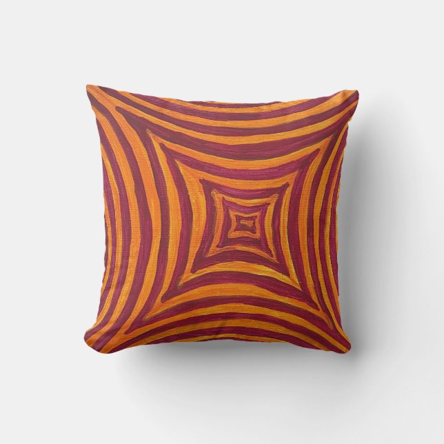 Hand-Painted Geometric Pattern Cushion Kissen (Vorderseite)
