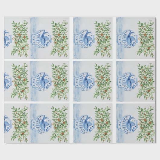 Hand Painted Ginger Jar Orange Tree Geschenkpapier (Flach)