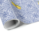 Hand-painted Italian tiles Amalfi blue & lemons Geschenkpapier (Rolleneckpunkt)