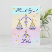 Hand-Painted Libra Birthday Thank You Dankeskarte (Stehend Vorderseite)