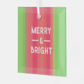 Hand Painted Merry and Bright Green and Red Ornament Aus Glas (Vorderseite links)