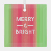 Hand Painted Merry and Bright Green and Red Ornament Aus Glas (Vorderseite)