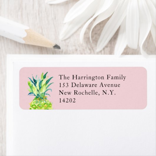 Hand-Painted Pineapple Blush Pink Return Address  (Insitu)