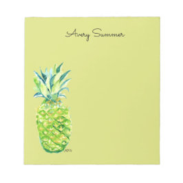Hand-Painted Pineapple Green Grocery List       Notizblock