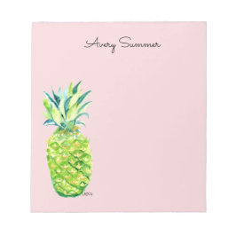 Hand-Painted Pineapple Pink Grocery List       Notizblock
