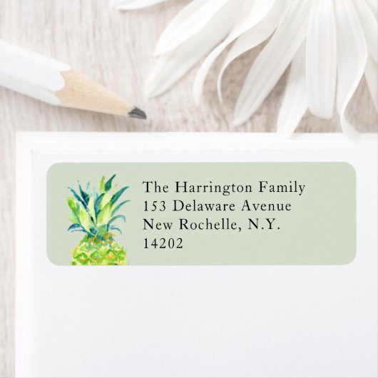 Hand-Painted Pineapple Sage Green Return Address  (Insitu)