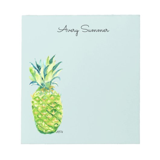 Hand-Painted Pineapple Sea Foam Grocery List Notizblock (Vorderseite)