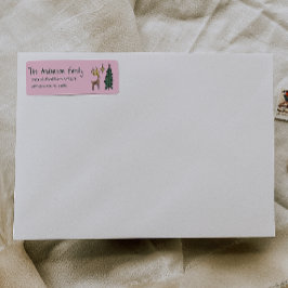 Hand Painted Pink Christmas Tree Reindeer Address