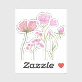 Hand-Painted Pink Wildflowers Illustration Aufkleber